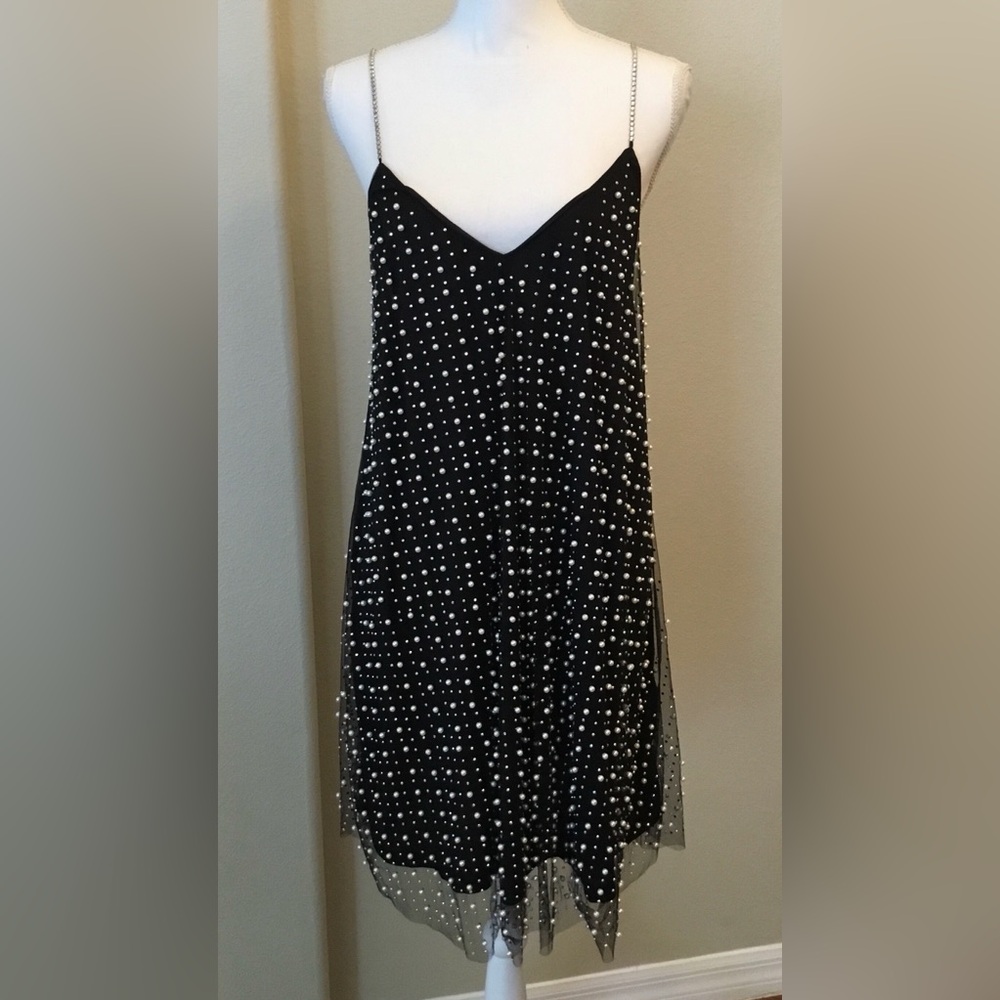 Endless Blu Cross Back Pearl Point Mini Dress Size Large New With Tags